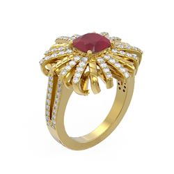3.23 ctw Ruby & Diamond Ring 18K Yellow Gold