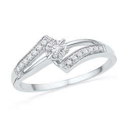 10kt White Gold Round Diamond Solitaire Bridal Wedding Engagement Ring 1/10 Cttw