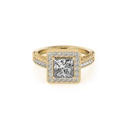1.05 ctw Certified VS/SI Princess Diamond Halo Ring 18K Yellow Gold