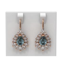 9.9 ctw Blue Topaz & Diamond Earrings 18K Rose Gold