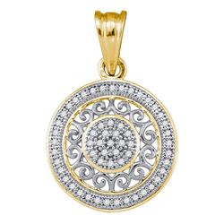 10kt Yellow Gold Round Diamond Circle Pendant 1/6 Cttw