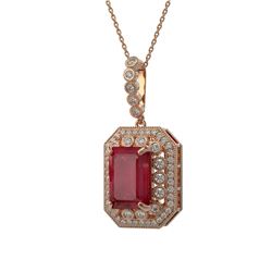 11.99 ctw Certified Ruby & Diamond Victorian Necklace 14K Rose Gold