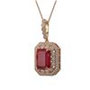 Image 1 : 11.99 ctw Certified Ruby & Diamond Victorian Necklace 14K Rose Gold