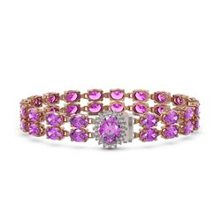 24.82 ctw Amethyst & Diamond Bracelet 14K Rose Gold