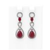 Image 1 : 9.85 ctw Ruby & Diamond Earrings 18K White Gold
