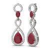 Image 2 : 9.85 ctw Ruby & Diamond Earrings 18K White Gold