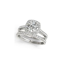 1.92 ctw Certified VS/SI Diamond 2pc Wedding Set Halo 14K White Gold