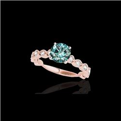 1.5 ctw SI Certified Fancy Blue Diamond Solitaire Ring 10K Rose Gold