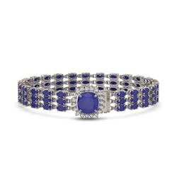 31.91 ctw Sapphire & Diamond Bracelet 14K White Gold