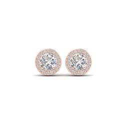1.85 ctw VS/SI Diamond Art Deco Micro Stud Halo Earrings 18K Rose Gold