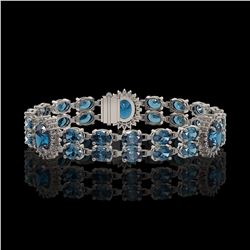 19.3 ctw London Topaz & Diamond Bracelet 14K White Gold