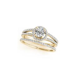 1.1 ctw Certified VS/SI Diamond 2pc Wedding Set Halo 14K Yellow Gold