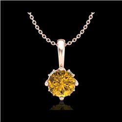 0.62 ctw Intense Fancy Yellow Diamond Art Deco Necklace 18K Rose Gold