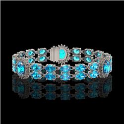 19.3 ctw Swiss Topaz & Diamond Bracelet 14K White Gold