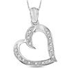 Image 1 : Sterling Silver Round Diamond Heart Pendant 1/10 Cttw