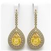Image 1 : 33.92 ctw Canary Citrine & Diamond Victorian Earrings 14K Yellow Gold