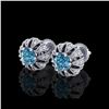 Image 1 : 2.01 ctw Fancy Intense Blue Diamond Art Deco Earrings 18K White Gold