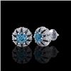 Image 2 : 2.01 ctw Fancy Intense Blue Diamond Art Deco Earrings 18K White Gold