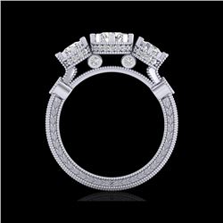 1.75 ctw VS/SI Diamond Solitaire Art Deco 3 Stone Ring 18K White Gold