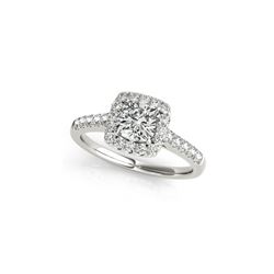 1.16 ctw Certified VS/SI Cushion Diamond Halo Ring 18K White Gold