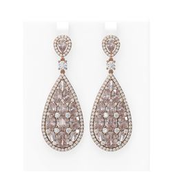 25.06 ctw Morganite & Diamond Earrings 18K Rose Gold