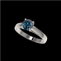 1.25 ctw Certified Intense Blue Diamond Engagement Ring 10K White Gold