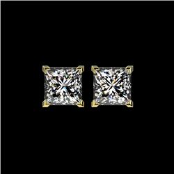 2.50 ctw VS/SI Quality Princess Diamond Stud Earrings 10K Yellow Gold