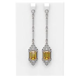 10.93 ctw Canary Citrine & Diamond Earrings 18K White Gold