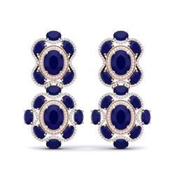 33.5 ctw Sapphire & VS Diamond Earrings 18K Rose Gold