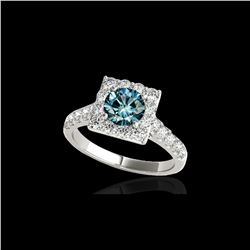 2.5 ctw SI Certified Fancy Blue Diamond Solitaire Halo Ring 10K White Gold