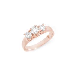 0.75 ctw Certified VS/SI Diamond 3 Stone Ring 14K Rose Gold