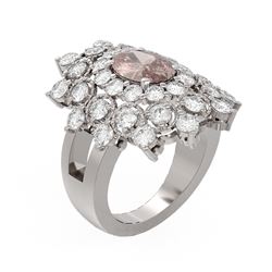5.72 ctw Morganite & Diamond Ring 18K White Gold