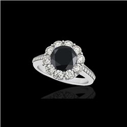2 ctw Certified VS Black Diamond Solitaire Halo Ring 10K White Gold
