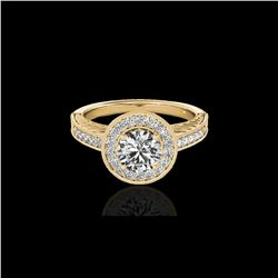 1.5 ctw Certified Diamond Solitaire Halo Ring 10K Yellow Gold