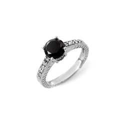 2.05 ctw VS Certified Black & White Diamond Solitaire Ring 14K White Gold