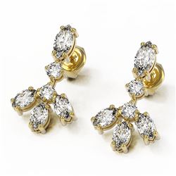3.5 ctw Marquise Diamond Designer Earrings 18K Yellow Gold