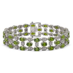 15.64 ctw Tourmaline & Diamond Row Bracelet 10K White Gold