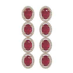15.68 ctw Ruby & Diamond Micro Pave Halo Earrings 10K Rose Gold