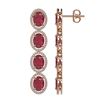 Image 2 : 15.68 ctw Ruby & Diamond Micro Pave Halo Earrings 10K Rose Gold