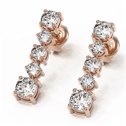 4.12 ctw Cushion Diamond Designer Earrings 18K Rose Gold