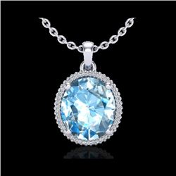 12 ctw Sky Blue Topaz & Micro VS/SI Diamond Necklace 18K White Gold