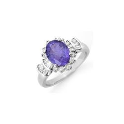 2.90 ctw Tanzanite & Diamond Ring 18K White Gold