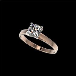 1 ctw Certified VS/SI Quality Cushion Cut Diamond Ring 10K Rose Gold