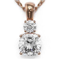0.9 ctw Cushion Cut Diamond Designer Necklace 18K Rose Gold