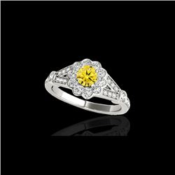 1.9 ctw Certified SI/I Fancy Intense Yellow Diamond Ring 10K White Gold