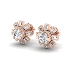 1.77 ctw VS/SI Diamond Solitaire Art Deco Stud Earrings 18K Rose Gold