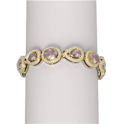 31.55 ctw Morganite & Diamond Bracelet 18K Yellow Gold