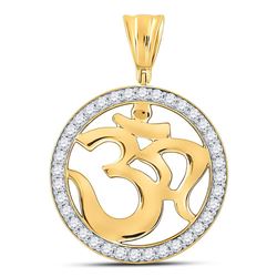 10kt Yellow Gold Mens Round Diamond Om Circle Hindu Atman Charm Pendant 1.00 Cttw