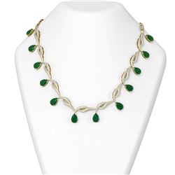 44.99 ctw Emerald & Diamond Necklace 18K Yellow Gold