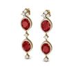 Image 2 : 15.81 ctw Designer Ruby & VS Diamond Earrings 18K Yellow Gold
